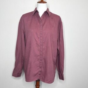 ATHLETA Playa‎ 100% Linen Button Up Shirt MED Tawny Rose Oversized Relaxed Fit